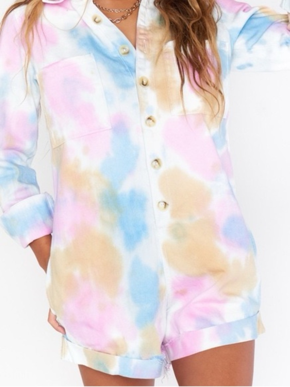 Show Me Your Mumu Tie-Dye Jean Romper
